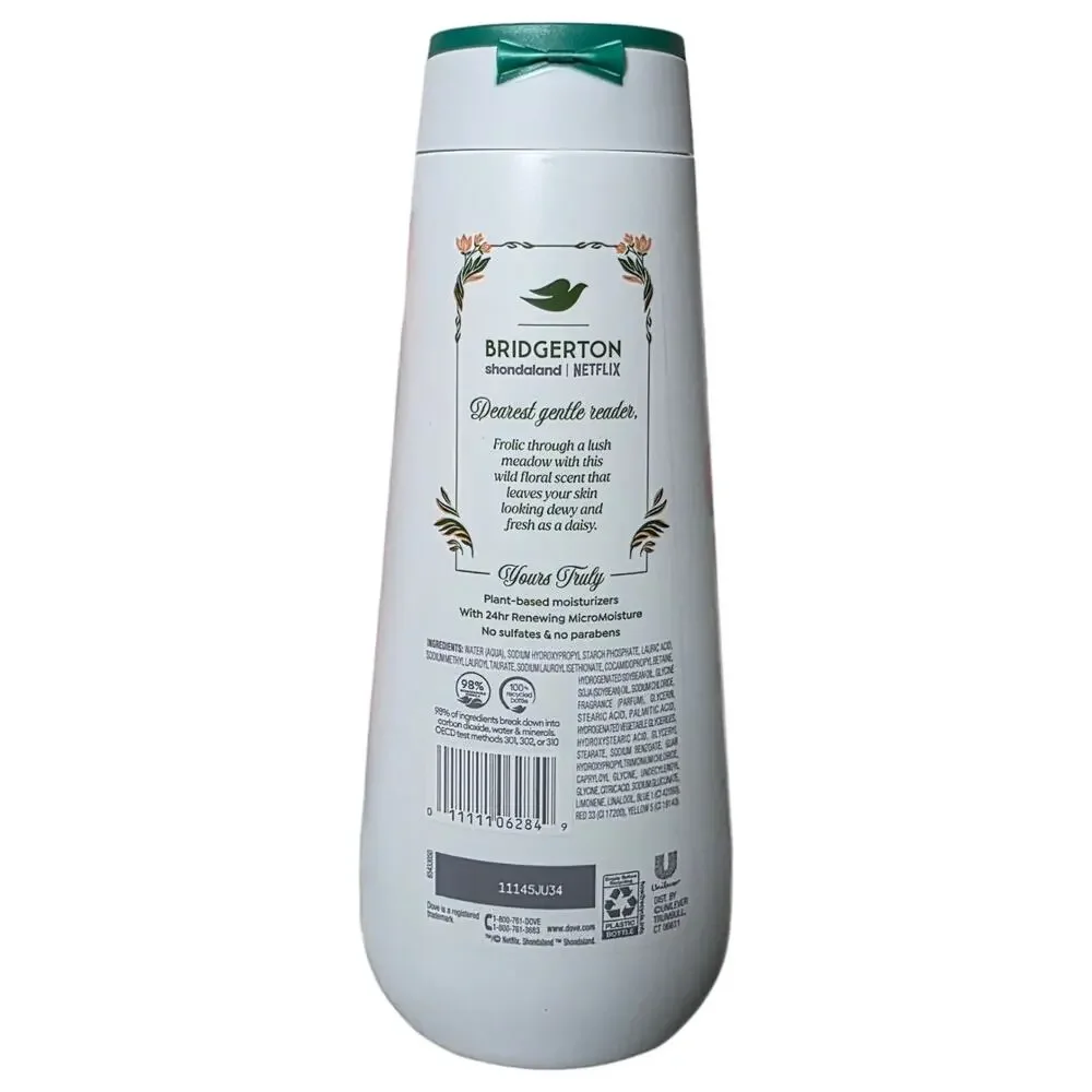 Dove Bridgerton Love & Meadows Body Wash 20oz Bergamot Wildflowers Vegan LE